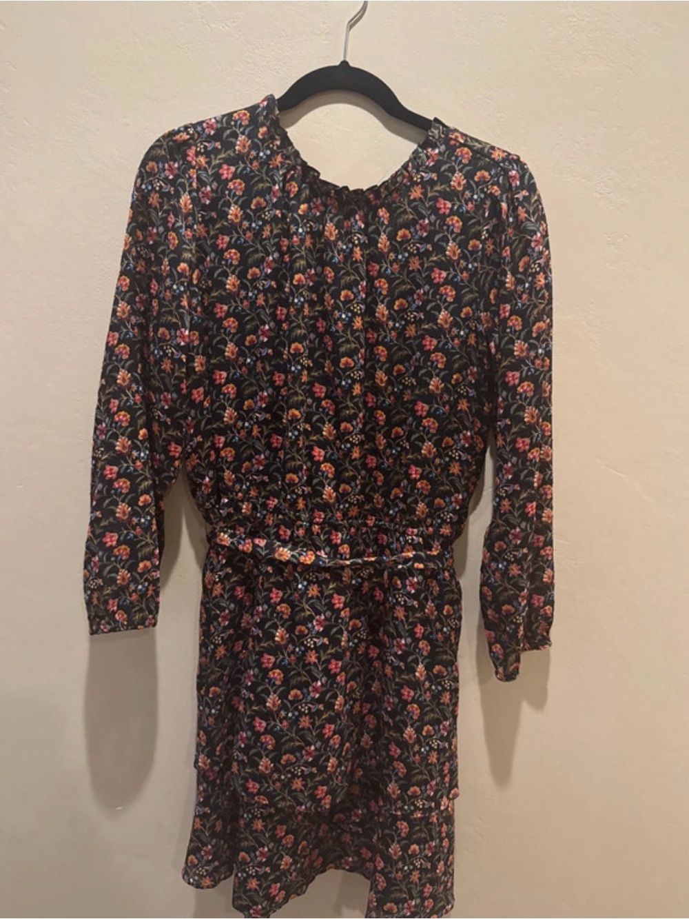 Black Floral Long-Sleeve Dress